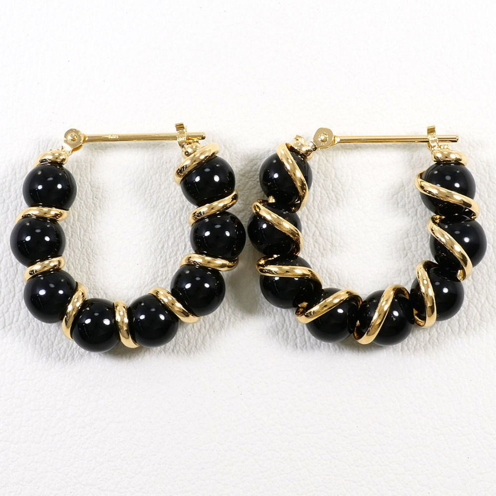 VINTAGE 18k Gold Onyx Earrings